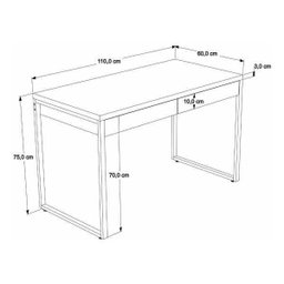 Mesa Escritório Office Estilo Industrial 1,10M com 2 Gavetas - 2