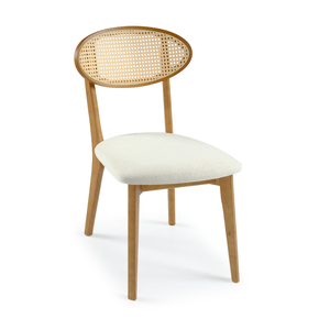 Cadeira Orion Orgânico Tela Sextavada Assento Estofado Tecido Bouclê 125 Madeira Maciça Freijó Cappu