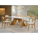 Ver imagem 2 de Cadeira Orion Orgânico Tela Sextavada Assento Estofado Tecido Bouclê 125 Madeira Maciça Freijó Cappu