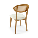 Ver imagem 3 de Cadeira Orion Orgânico Tela Sextavada Assento Estofado Tecido Bouclê 125 Madeira Maciça Freijó Cappu