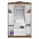 Ver imagem 3 de Guarda-Roupa de Bebê 4 Portas 2 Gavetas Ariel Marrom/Branco/Bétula