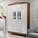 Ver imagem 1 de Guarda-Roupa de Bebê 4 Portas 2 Gavetas Ariel Marrom/Branco/Bétula