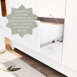 Guarda-Roupa Infantil 4 Portas 2 Gavetas MDF Ariel Branco - 10 Guarda-Roupa Infantil 4 Portas 2 Gavetas MDF Ariel Branco - 10