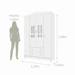 Guarda-Roupa Infantil 4 Portas 2 Gavetas MDF Ariel - 4 Guarda-Roupa Infantil 4 Portas 2 Gavetas MDF Ariel - 4