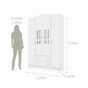 Ver imagem 4 de Guarda-Roupa Infantil 4 Portas 2 Gavetas MDF Ariel Branco