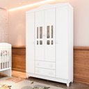 Ver imagem 1 de Guarda-Roupa Infantil 4 Portas 2 Gavetas MDF Ariel Branco
