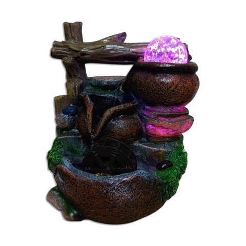 Fonte de Água Decorativa Led Cascata Paisagem Relaxante 26048 Tronco