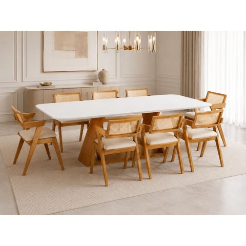 Sala de Jantar Madeira Maciça 8 Lugares 2,20 Oslo- Imperial