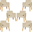 Ver imagem 1 de Kit 6 Poltronas Decorativas para Sala para Recepção Consultório Nina Suede Cores Pé Palito 30cm Cast