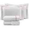 Jogo De Lençol Glass Casal 4Pçs 200 Fios 100% Algodão Branco/Vermelho - 1