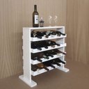 Ver imagem 2 de Adega Decorativa Piso Prateleira Para Vinhos E Bebidas 20 Garrafas Branco Laca