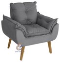 Ver imagem 2 de Kit 02 Poltrona/cadeira Decorativa Glamour Opala com Pés Quadrado Cinza