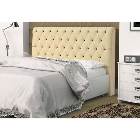 Cabeceira Casal King 195cm Para Cama Box Lady Napa Bege - SA Móveis