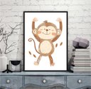 Ver imagem 1 de Quadro Arte Infantil Macaquinho 24x18cm:moldura Preta