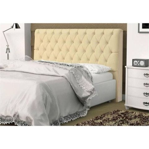 Cabeceira Casal Queen 160 Cm Para Cama Box Lady Napa Bege Botões - SA Móveis
