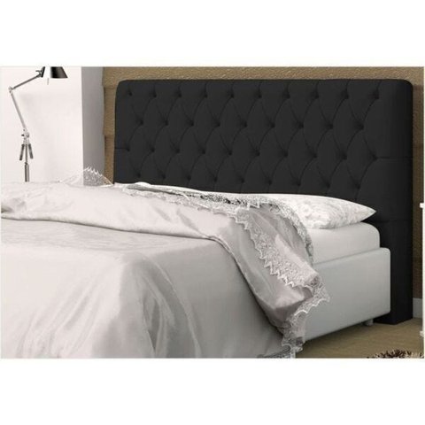 Cabeceira Casal Queen 160 Cm Para Cama Box Lady Suede Preto- SA Móveis