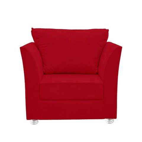 Poltrona Cadeira Decorativa para Sala e Quarto Lisboa Suede Vermelho