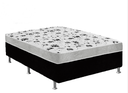 Ver imagem 1 de Cama Box Casal Suede Preto + Colchão Casal Suede Cinza Espuma 138x188x55