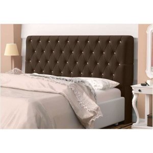 Cabeceira Casal Queen 160 cm Para Cama Box Lady Suede Marrom Botões Strass - SA Móveis