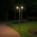 Ver imagem 2 de Poste Duplo Externo Jardim Praça Preto Colonial Retrô Dital Grega Alumínio E27 Lente Fosca