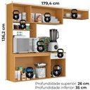 Ver imagem 3 de Cozinha Suspensa 5 Portas 179 Cm Mdp Nanda Armoveis - Cinamomo Branco