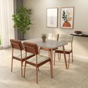 Ver imagem 4 de Conjunto Sala de Jantar 4 Cadeiras Flora Carraro Off White Rosê