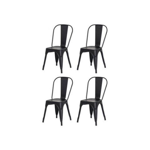 Kit com 4 Cadeira Tolix Iron Aço Carbono Industrial - Preto