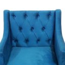 Ver imagem 2 de Poltrona Decorativa Clássica Capitonê Suede Azul Veludo - SA Móveis