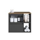 Ver imagem 6 de Gabinete de Banheiro Suspenso 60cm com 2 Nichos 1 Porta Basculante e 1 Gaveta Bh8005 Mel/grafite sem