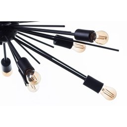 Lustre Pendente Sputnik Luxo para 18 Lâmpadas Sala Mesa Jantar: Preto Total - 5
