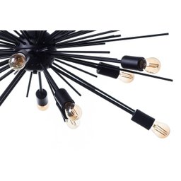 Lustre Pendente Sputnik Luxo para 18 Lâmpadas Sala Mesa Jantar: Preto Total - 6