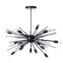 Ver imagem 1 de Lustre Pendente Sputnik Luxo para 18 Lâmpadas Sala Mesa Jantar: Preto Total