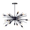 Lustre Pendente Sputnik Luxo para 18 Lâmpadas Sala Mesa Jantar: Preto Total - 1