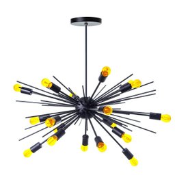 Lustre Pendente Sputnik Luxo para 18 Lâmpadas Sala Mesa Jantar: Preto Total - 2