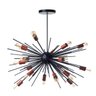 Lustre Pendente Sputnik Luxo para 18 Lâmpadas Sala Mesa Jantar: Preto com Cobre - 1