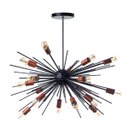 Ver imagem 1 de Lustre Pendente Sputnik Luxo para 18 Lâmpadas Sala Mesa Jantar: Preto com Cobre