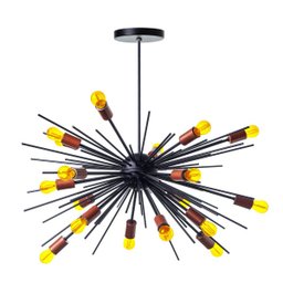 Lustre Pendente Sputnik Luxo para 18 Lâmpadas Sala Mesa Jantar: Preto com Cobre - 2
