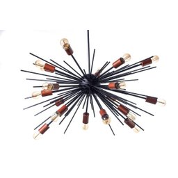 Lustre Pendente Sputnik Luxo para 18 Lâmpadas Sala Mesa Jantar: Preto com Cobre - 3