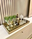 Ver imagem 1 de Bandeja Grande Espelho Bronze Decorativa Luxo Bar Suporte Taças