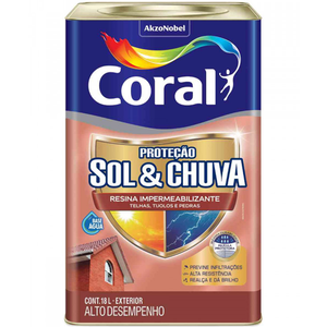 Resina Impermeabilizante de Proteção Contra Sol e Chuva Cerâmica Ônix com 18 Litros - CORAL