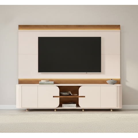 Estante para TV e Home Theater Ripado para TV até 75 Polegadas com LED 100% MDF 240CMX200CM LED Lord