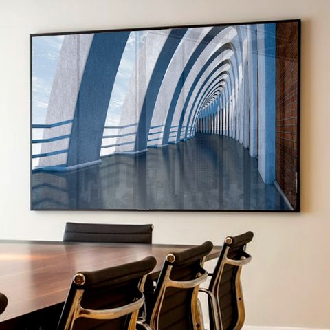 Quadro Decorativo Caixa Arquitetura Corredor Minimalista Tacolado Moldura Caixa Alta 4,5cm Madeira C