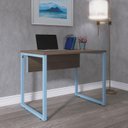 Ver imagem 1 de Escrivaninha Mesa Escritório PE25 90cm Walnut e Azul Dali Cinza