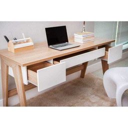Escrivaninha Pés Palito Retrô 1,50m com 3 Gavetas 26106 Trend Artesano - Hanover/off White - 2