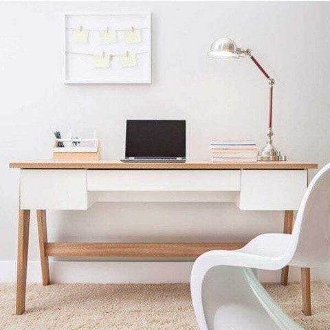 Escrivaninha Pés Palito Retrô 1,50m com 3 Gavetas 26106 Trend Artesano - Hanover/off White