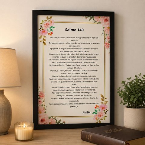 Quadro Salmo 140 Oração de Proteção e Livramento com Moldura