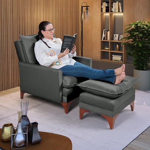 Poltrona Cadeira Reclinável Munique 163 Império Veludo