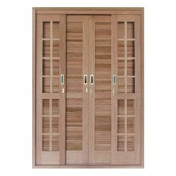 Porta Balcão de Correr Quadriculado 6 Folhas Cedro Arana 215cmx200cmx15cm Madersilva - 1