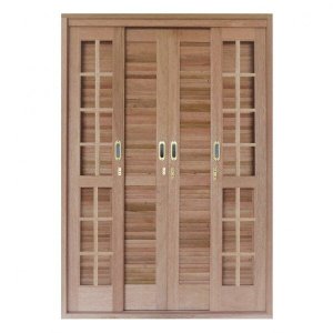 Porta Balcão de Correr Quadriculado 6 Folhas Cedro Arana 215cmx200cmx15cm Madersilva
