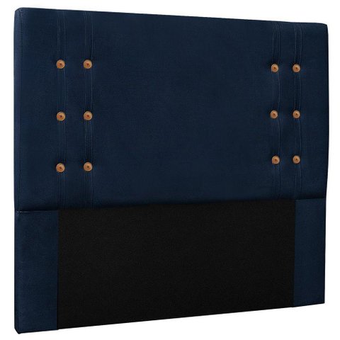 Cabeceira Estofada Box Casal King Size 195cm Azul Marinho